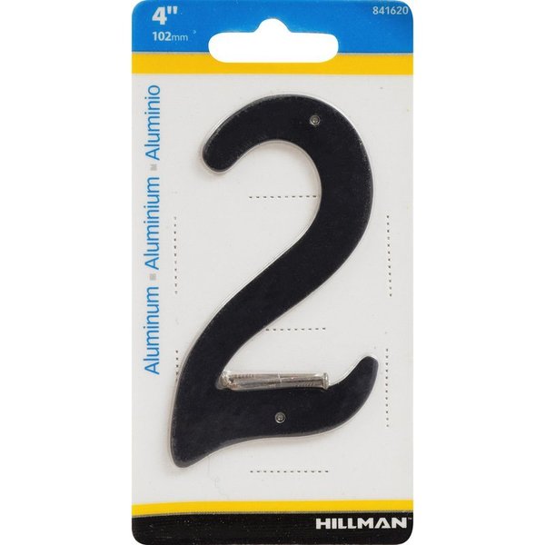Hillman 4 in. Black Aluminum Nail-On Number 2 1 pc, 3PK 841620